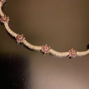 Silver necklace with crystals and gemstones